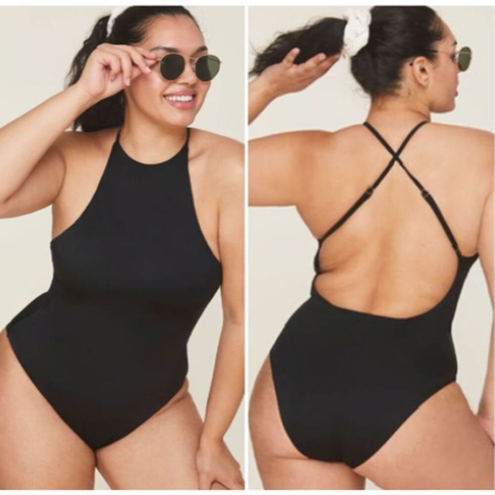 Andie Swim Asbury One Piece Swimsuit in Black Size Medium